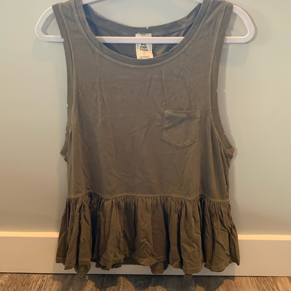 Free People We the Free Distressed Peplum Tank